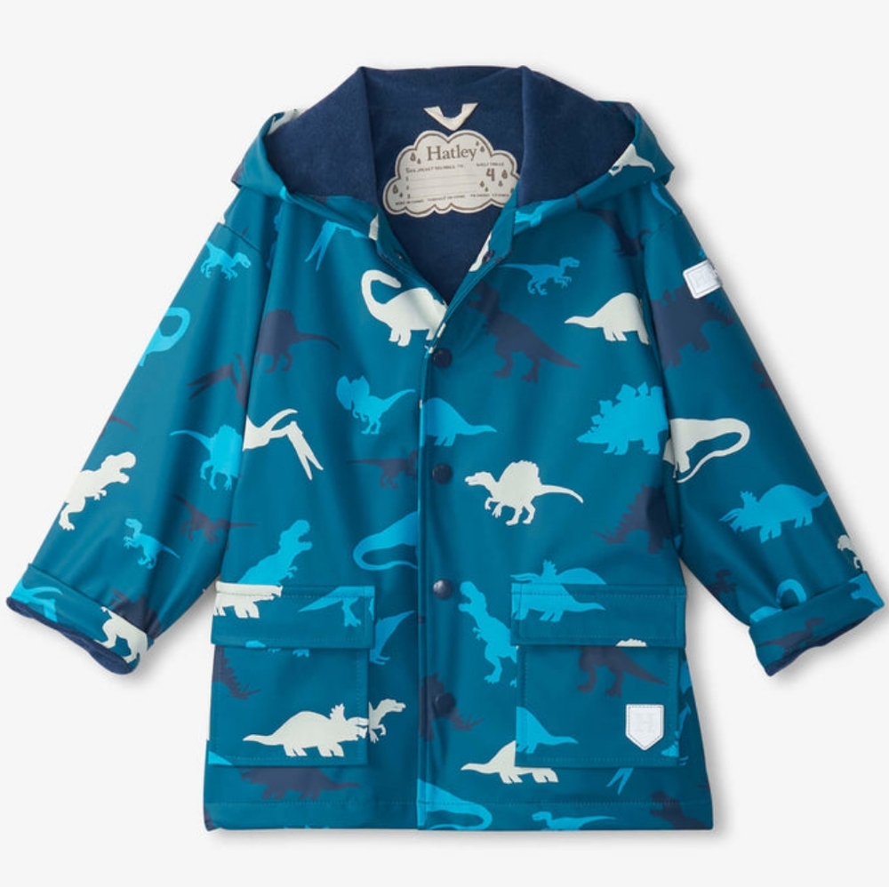 *NWOT* Hatley Boys Real Dinosaurs Color-Changing Button Up Raincoat